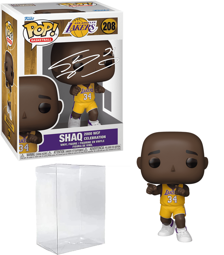 Shaquille O'Neal Shaq #208 2000 WCF Celebration Facsimile Signed Reprint Laser Autographed Funko POP! Basketball NBA: Los Angeles Lakers Figurine with Protector Case