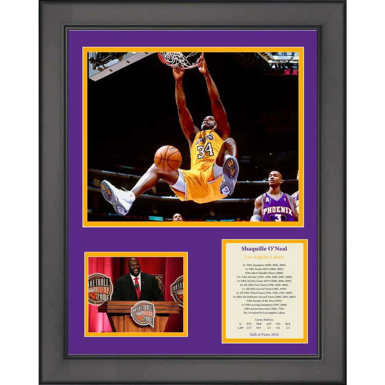 Framed Shaq Shaquille O'Neal Hall of Fame Lakers Basketball 11"x14"Three Photo Collage