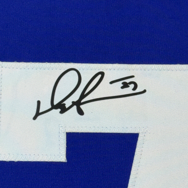 Framed Facsimile Autographed Darryl Sittler 35x39 Toronto Blue Reprint Laser Auto Hockey Jersey