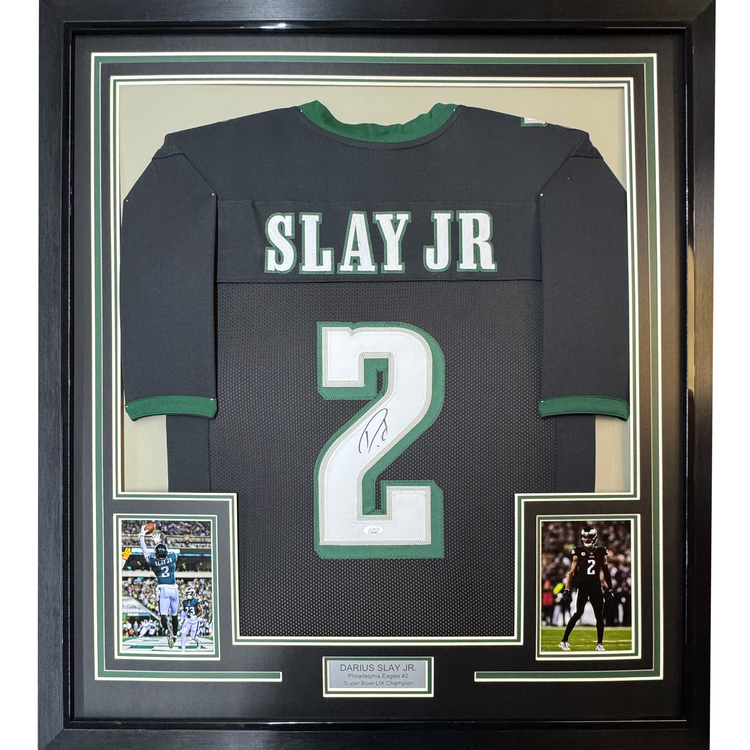 Framed Autographed/Signed Darius Slay Jr. 35x39 #2 Philadelphia Black Football Jersey JSA COA