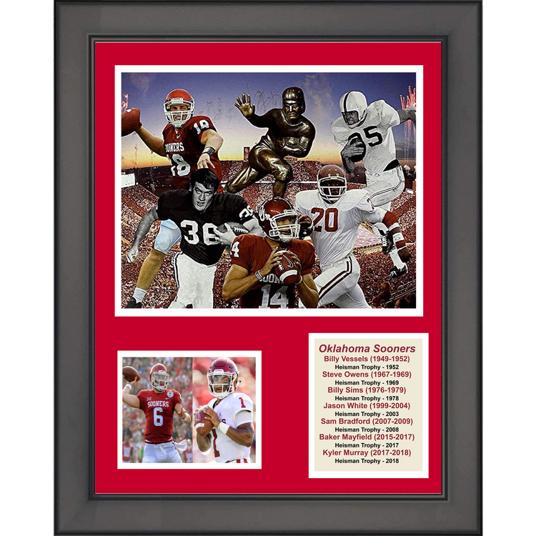 Framed Oklahoma Sooners Heisman Trophy Winners 11"x14" College Football Three Photo Collage