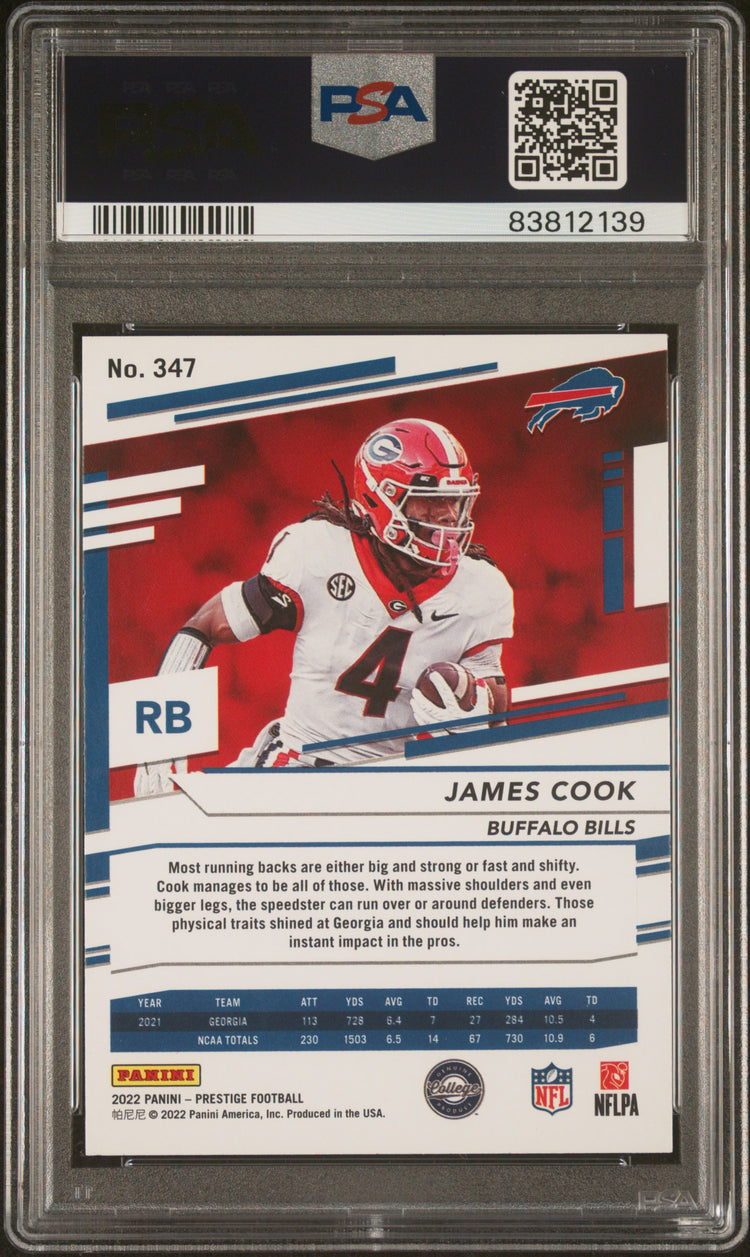 Graded 2022 Panini Prestige James Cook #347 Diamind Xtra Points Rookie RC Football Card PSA 10 Gem Mint