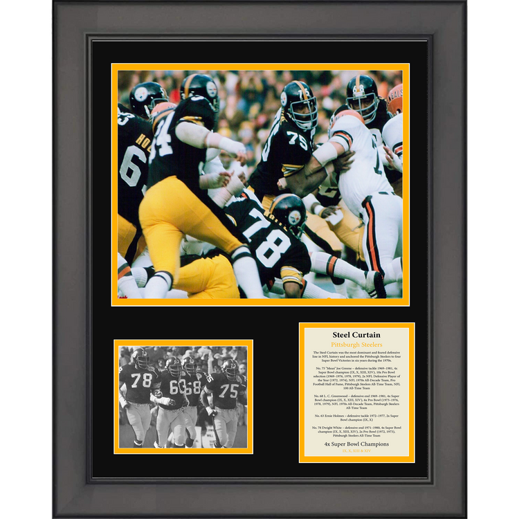 Framed Pittsburgh Steelers Steel Curtain 11"x14"Football Three Photo Collage