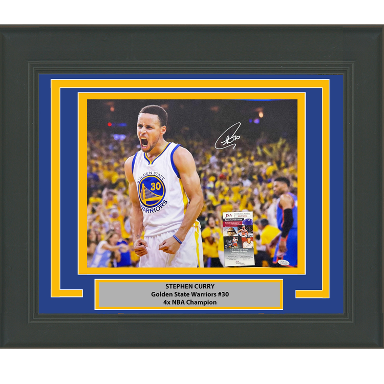 Framed Autographed/Signed Stephen Steph Curry Golden State Warriors 16x20 Basketball Photo JSA COA