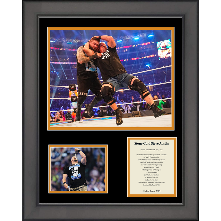 Framed Stone Cold Steve Austin Hall of Fame 11"x14" Wrestling Three Photo Collage