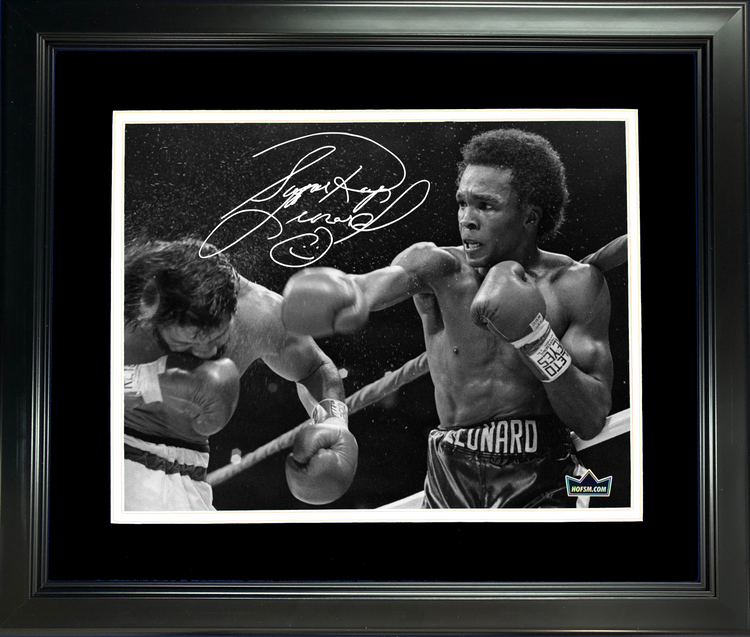 Framed  Sugar  Ray Leonard Facsimile Laser Engraved Signature Auto 11"x14" Boxing Photo HOFSM Holo