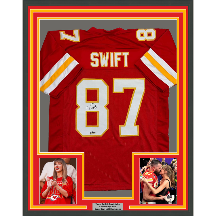 Framed Facsimile Autographed Swift #87 35x39 Kansas City Red Reprint Laser Auto Football Jersey
