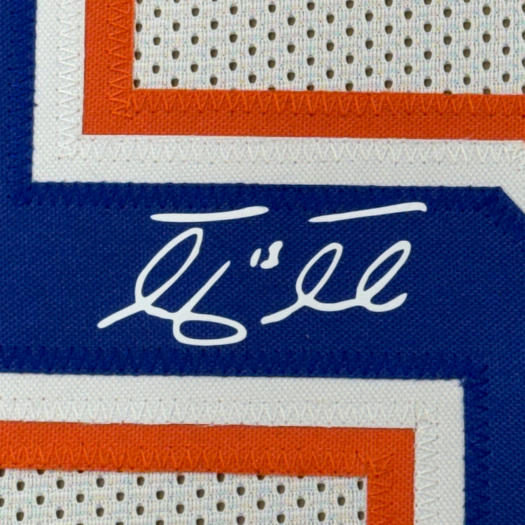 Framed Facsimile Autographed Tim Tebow 35x39 Florida White Reprint Laser Auto College Football Jersey Size Men's XL