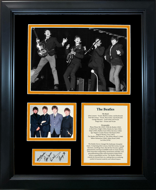 Framed The Beatles Band Discography Facsimile Laser Engraved Signatures Auto 11"x14" Music Photo Sig Collage