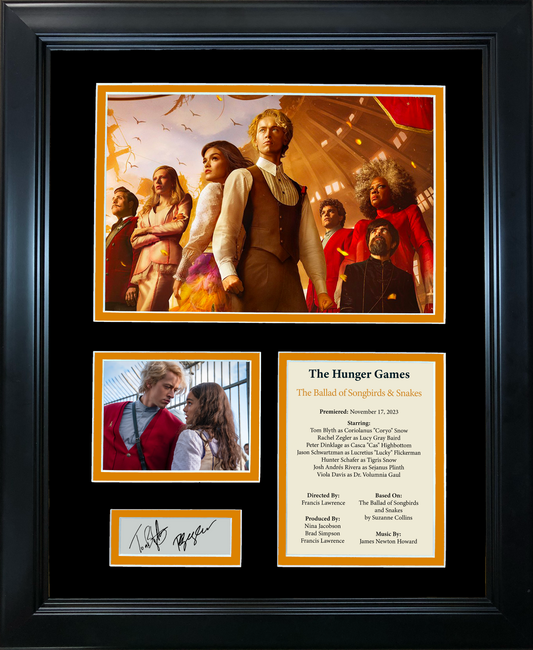 Framed The Hunger Games: The Ballad of Song Birds & Snakes Rachel Zegler & Tom Blyth Dual Facsimile Laser Engraved Signature Auto Movie 11"x14" Photo Sig Collage