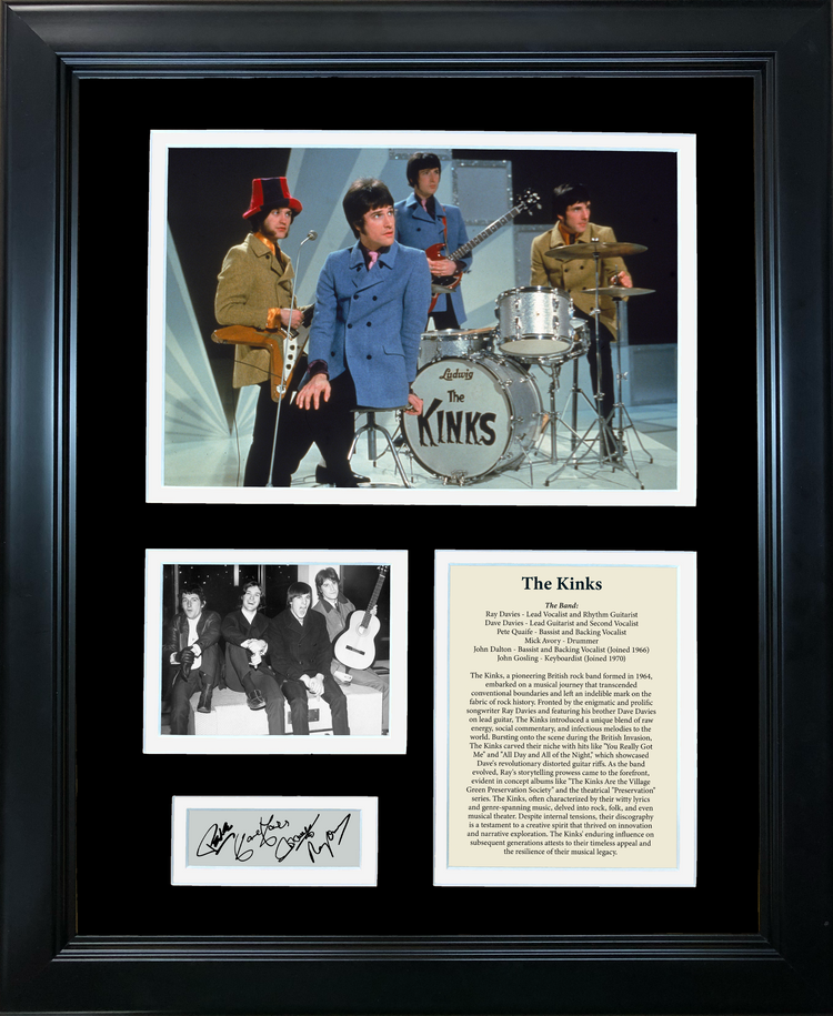 Framed The Kinks Band Discography Facsimile Laser Engraved Signatures Auto 11"x14" Music Photo Sig Collage