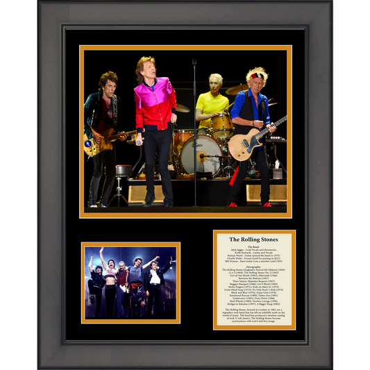 Framed The Rolling Stones Discography & Band Members 11"x14" Music Three Photo Collage