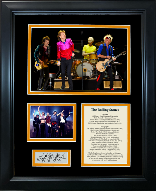 Framed The Rolling Stones Band Discography Facsimile Laser Engraved Signatures Auto 11"x14" Music Photo Sig Collage