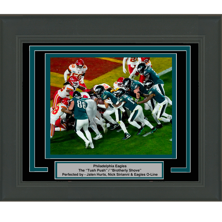 Framed Philadelphia Eagles  The Tush Push  /  Brotherly Shove  8x10 Football Photo Professionally Matted