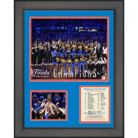 Framed Oklahoma City Thunder 2024-2025 NBA Finals Champions 11"x14" Three Photo Collage