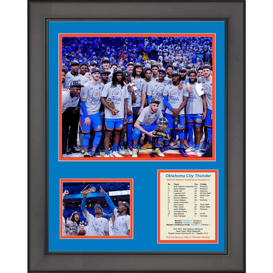 Framed Oklahoma City Thunder 2024-2025 Western Conference Finals Champions 11"x14" Three Photo Collage