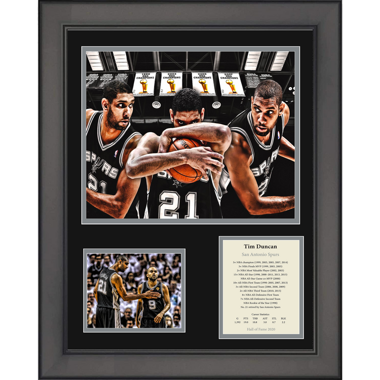 Framed Tim Duncan Hall of Fame San Antonio Spurs Basketball 11"x14" Three Photo Collage