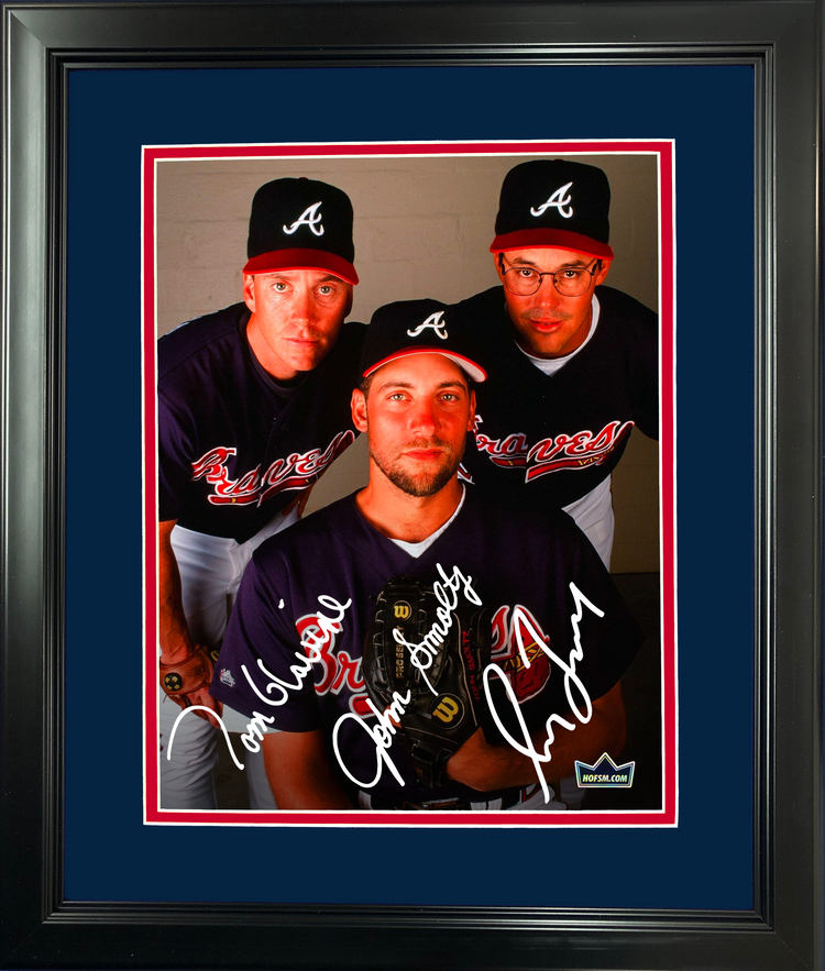 Framed Tom Glavine John Smoltz Greg Maddux Facsimile Laser Engraved Signature Auto Atlanta Braves 11"x14" Baseball Photo HOFSM Holo