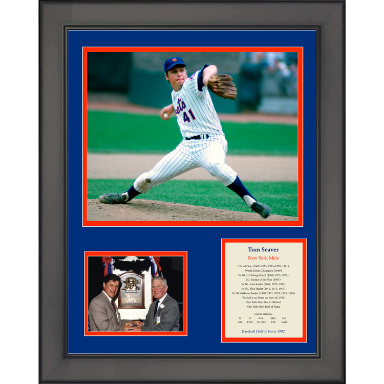 Framed Tom Seaver Hall of Fame Baseball 11"x14" Three Photo Collage
