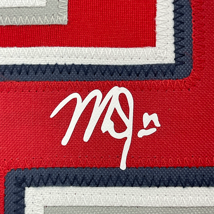 Framed Facsimile Autographed Mike Trout 35x39 Los Angeles LA Anaheim Red Reprint Laser Auto Baseball Jersey