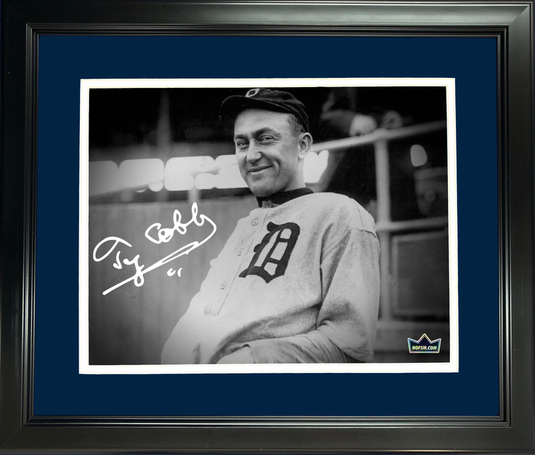 Framed Ty Cobb Detroit Tigers Facsimile Laser Engraved Signature Auto 11"x14" Baseball Photo HOFSM Holo
