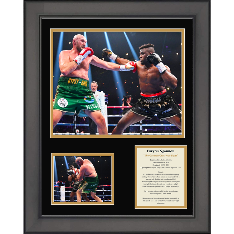 Framed Tyson Fury vs Francis Ngannou  The Greatest Crossover Fight  Boxing 11"x14" Three Photo Collage