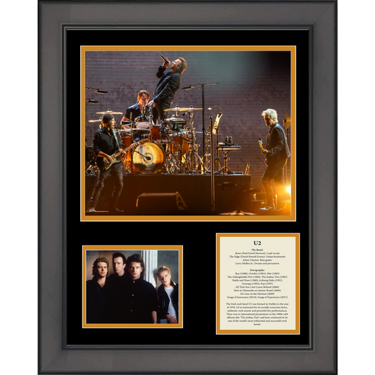 Framed U2 Band Members & Discography 11"x14" Music Three Photo Collage