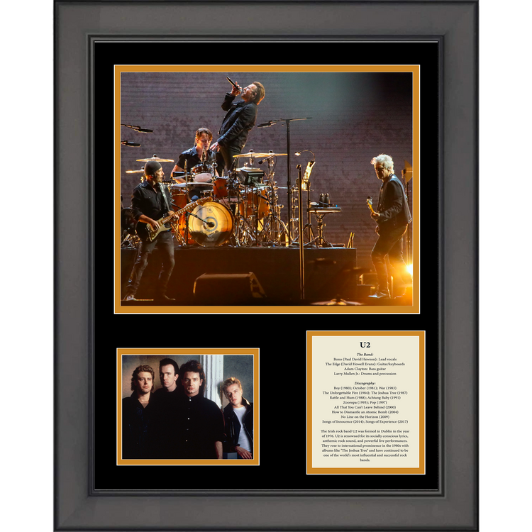 Framed U2 Band Members & Discography 11"x14" Music Three Photo Collage
