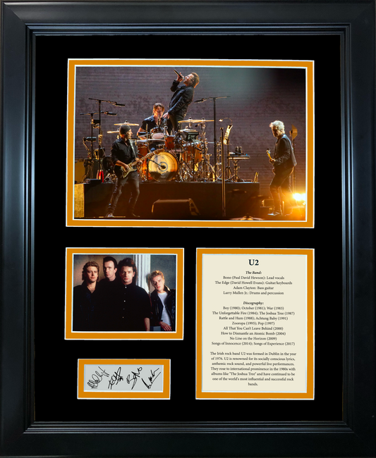 Framed U2 Band Members & Discography Facsimile Laser Engraved Signature Auto 11"x14" Music Photo Sig Collage