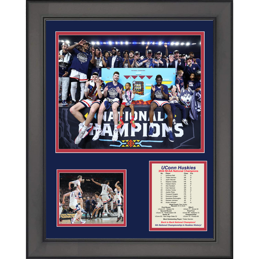 Framed UConn Huskies 2024 Back to Back NCAA National Champions 11"x14" College Basketball Three Photo Collage