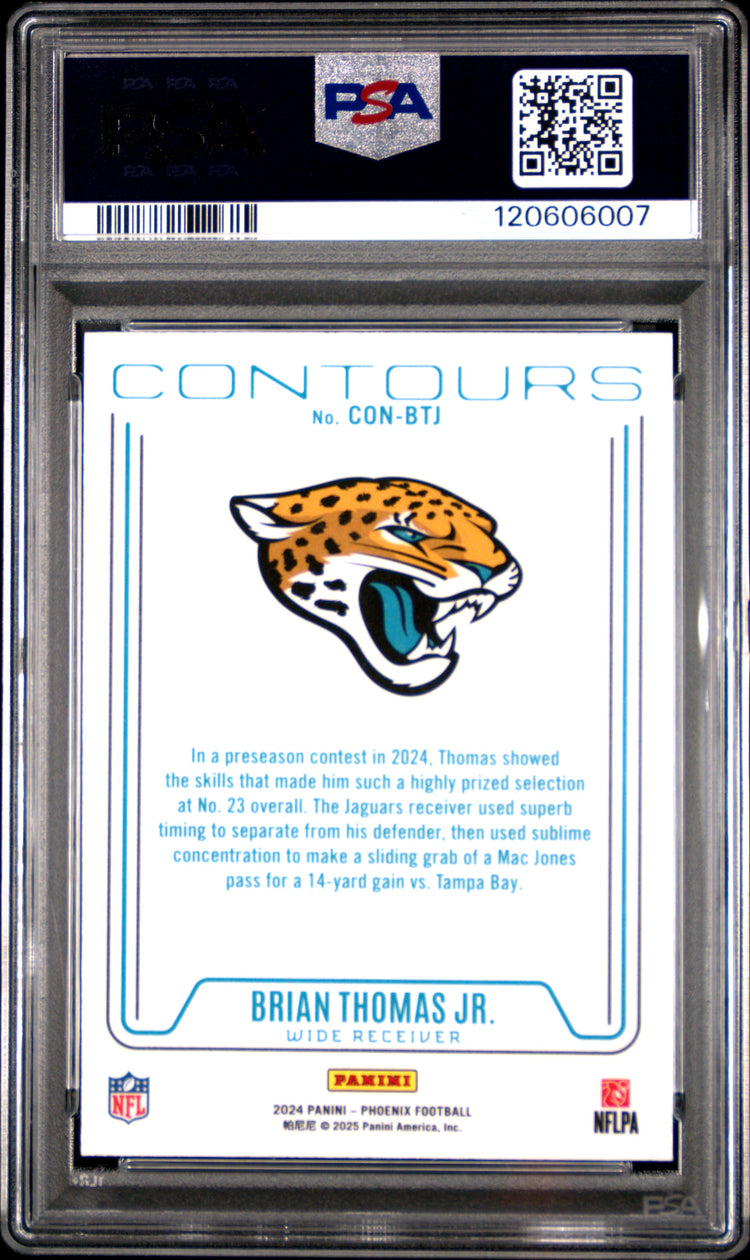 Graded 2024 Panini Phoenix Brian Thomas Jr #CONBTJ Contours Lazer Rookie RC Football Card PSA 10 Gem Mint