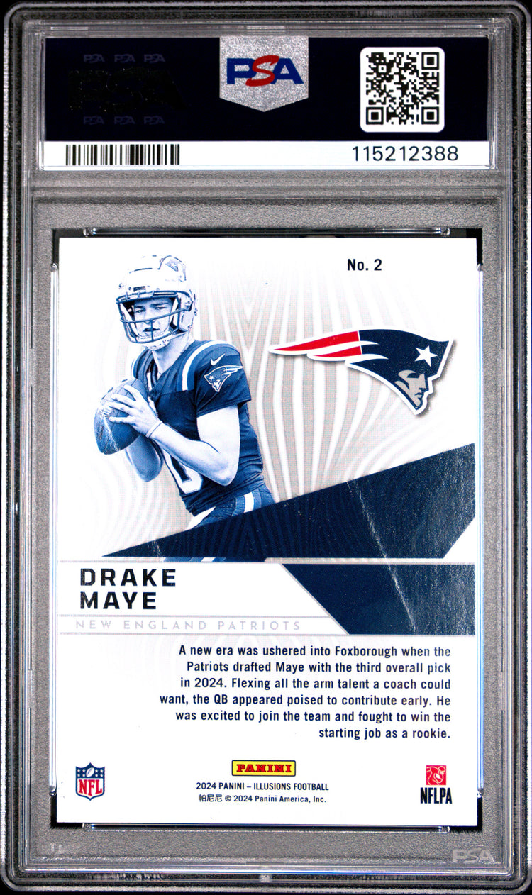 Graded 2024 Panini Illusions Drake Maye #2 Amazing Rookie RC Football Card PSA 10 Gem Mint