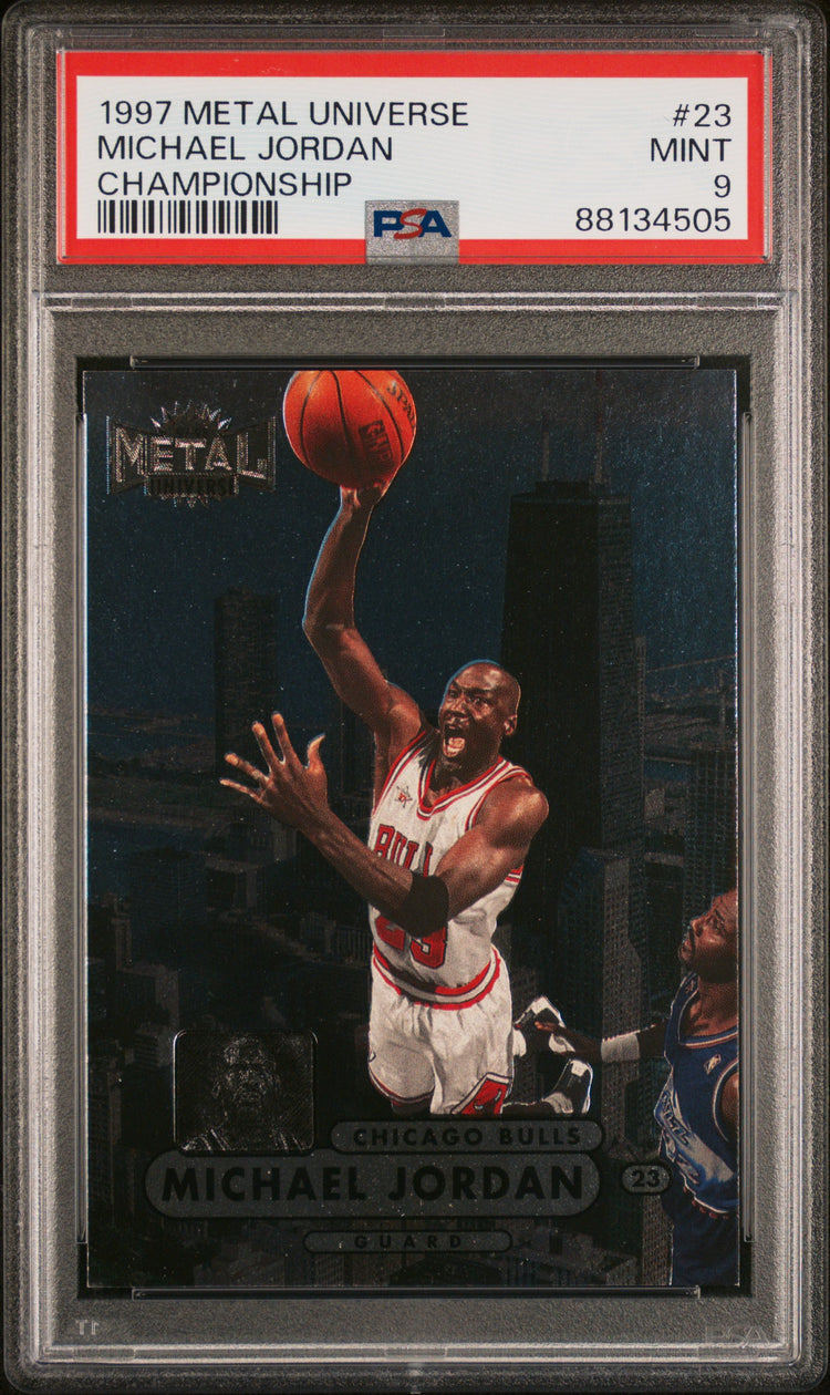 Graded 1997 Skybox Metal Universe Michael Jordan #23 Championship Basketball Card PSA 9 Mint