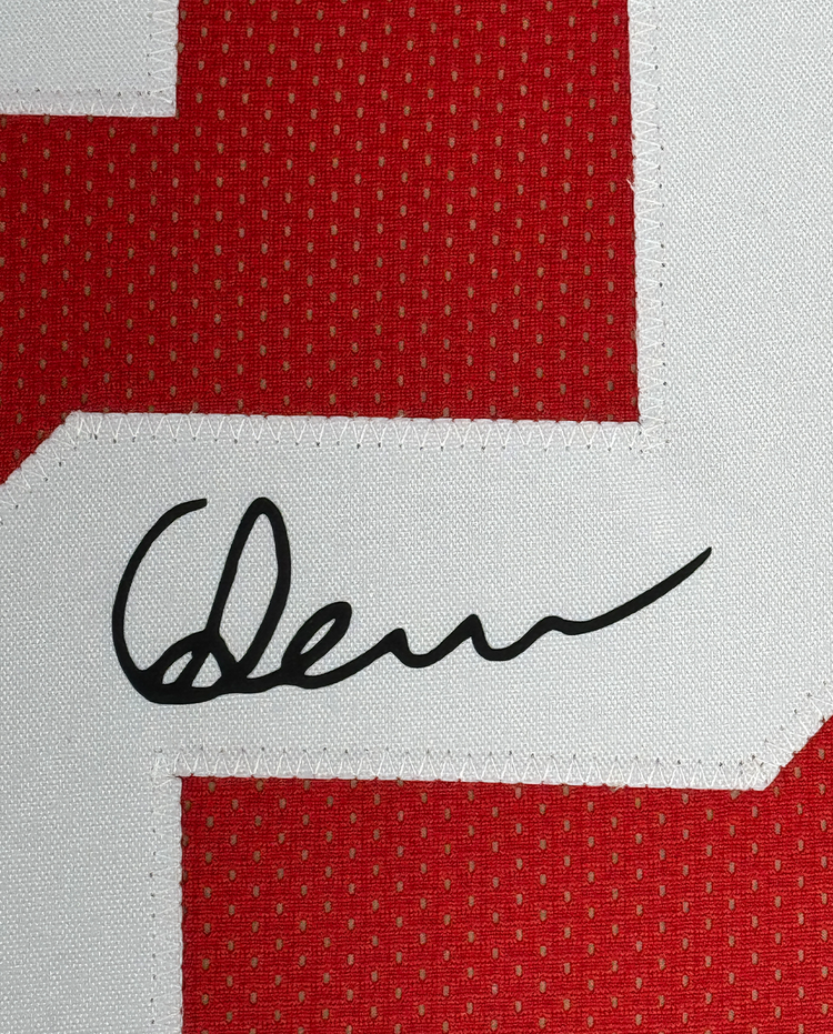 Framed Facsimile Autographed Caleb Downs 35x39 Ohio State Red Reprint Laser Auto College Football Jersey