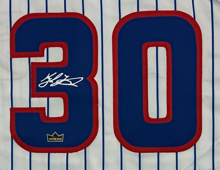 Framed Facsimile Autographed Kyle Tucker 35x39 Chicago Pinstripe Reprint Laser Auto Baseball Jersey