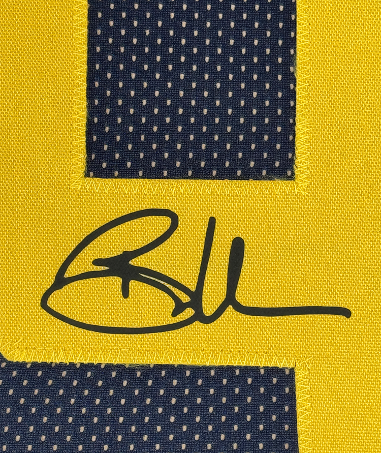 Framed Facsimile Autographed Bryce Underwood 35x39 Michigan Blue Reprint Laser Auto College Football Jersey