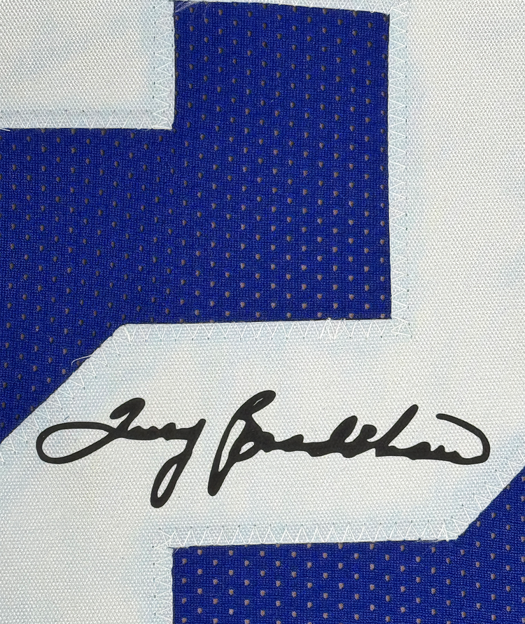 Framed Facsimile Autographed Terry Bradshaw 35x39 Louisiana Tech Blue Reprint Laser Auto College Football Jersey