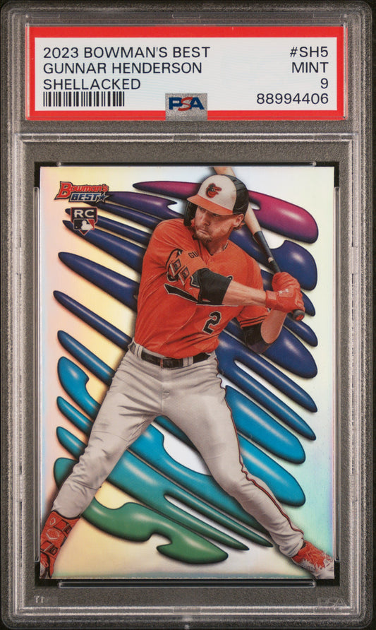 Graded 2023 Topps Bowmans Best Gunnar Henderson #SH5 Shellacked Rookie RC Baseball Card PSA 9 Mint