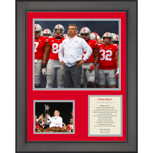 Framed Urban Meyer Hall of Fame OSU Ohio State Buckeyes 11"x14" College Football Three Photo Collage