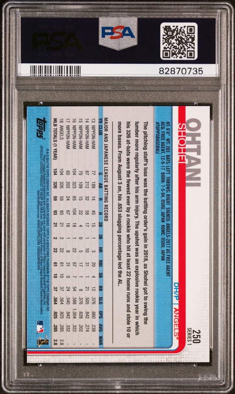 Graded 2019 Topps Complete Set Shohei Ohtani #250 All Star Game Rookie RC Baseball Card PSA 9 Mint
