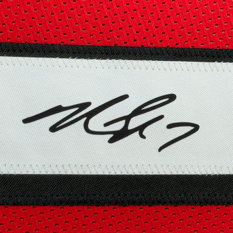 Framed Facsimile Autographed Michael Mike Vick 35x39 Atlanta Red Reprint Laser Auto Football Jersey