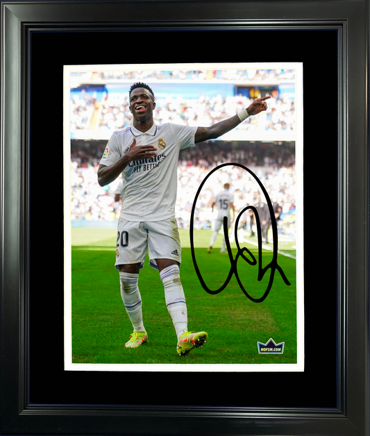 Framed Vini Vinicius Jr Facsimile Laser Engraved Signature Auto 11"x14" Soccer Photo HOFSM Holo