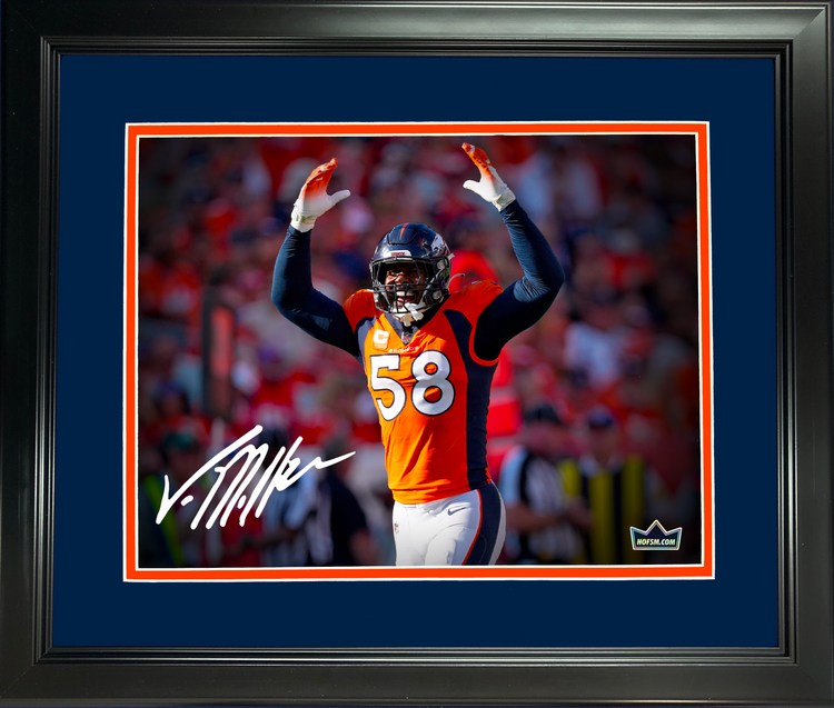 Framed Von Miller Denver Broncos Facsimile Laser Engraved Signature Auto 11"x14" Football Photo HOFSM Holo