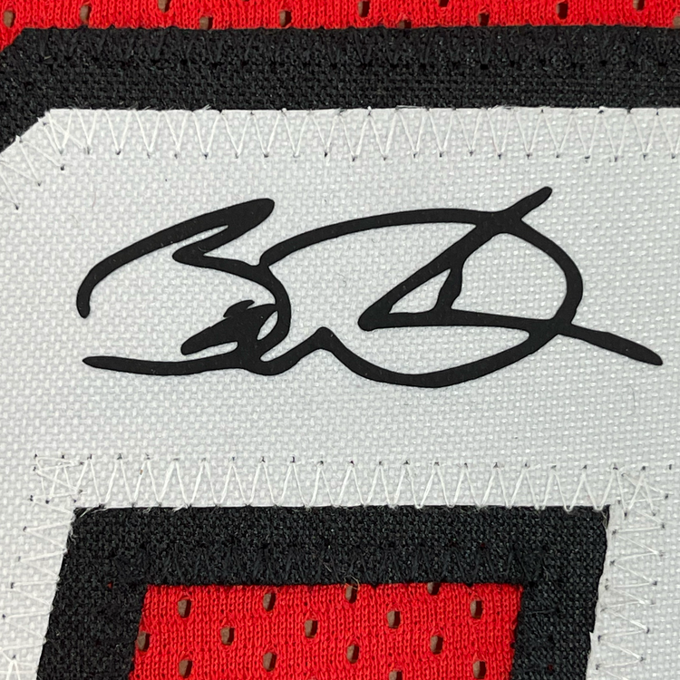 Framed Facsimile Autographed Dwyane Wade 35x39 Miami Red Reprint Laser Auto Basketball Jersey