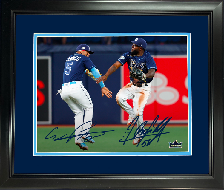 Framed Wander Franco & Randy Arozarena Dual Tampa Bay Rays Facsimile Laser Engraved Signature Auto 11"x14" Baseball Photo HOFSM Holo