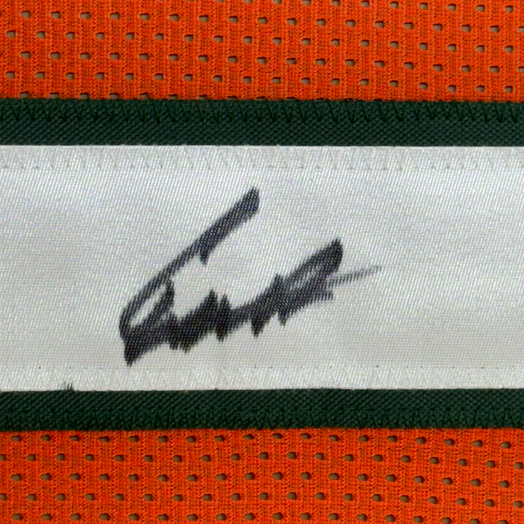 Framed Autographed/Signed Cameron Cam Ward 35x39 Miami Orange College Football Jersey JSA COA