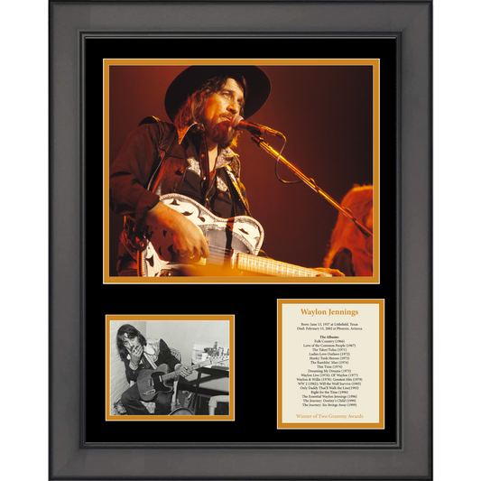 Framed Waylon Jennings 11"x14" Music Three Photo Collage