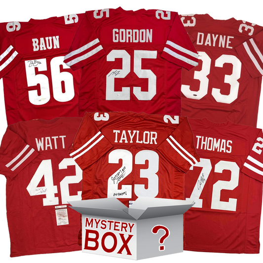 Autographed/Signed University of Wisconsin College Football Jersey Mystery Box with PSA JSA or Beckett COA
