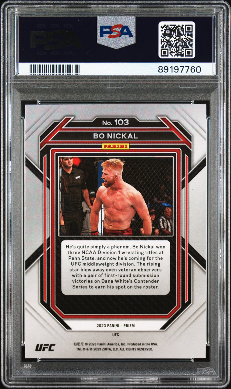 Graded 2023 Panini Prizm UFC Bo Nickal #103 Rookie RC UFC MMA Card PSA 9 Mint