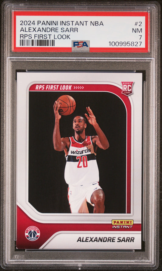 Graded 2024 Panini Instant NBA Alexandre Sarr #2 RPS First Look Rookie RC Basketball Card PSA 7 Near Mint